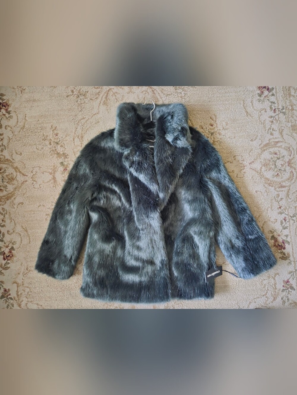 Karl Lagerfeld Paris Dark Green Faux Fur Jacket XL